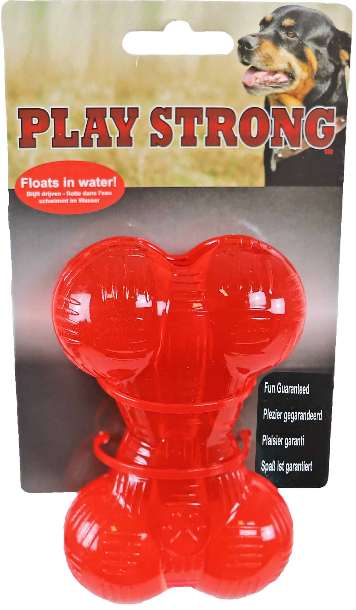 achter Peer huiswerk Play Strong Hondenspeelgoed Rubber Bot - Rood - Hondenspullenkopen.nl