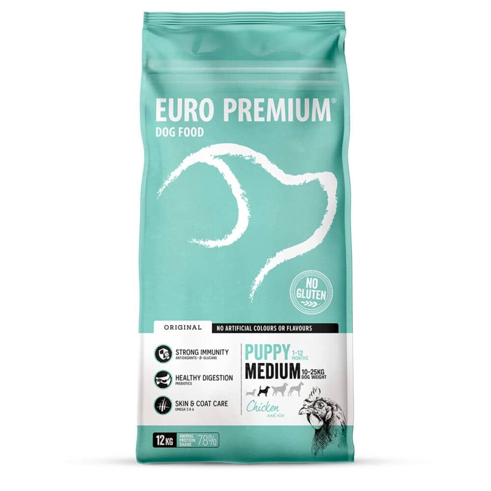 Euro Premium Puppy Medium Kip Rijst